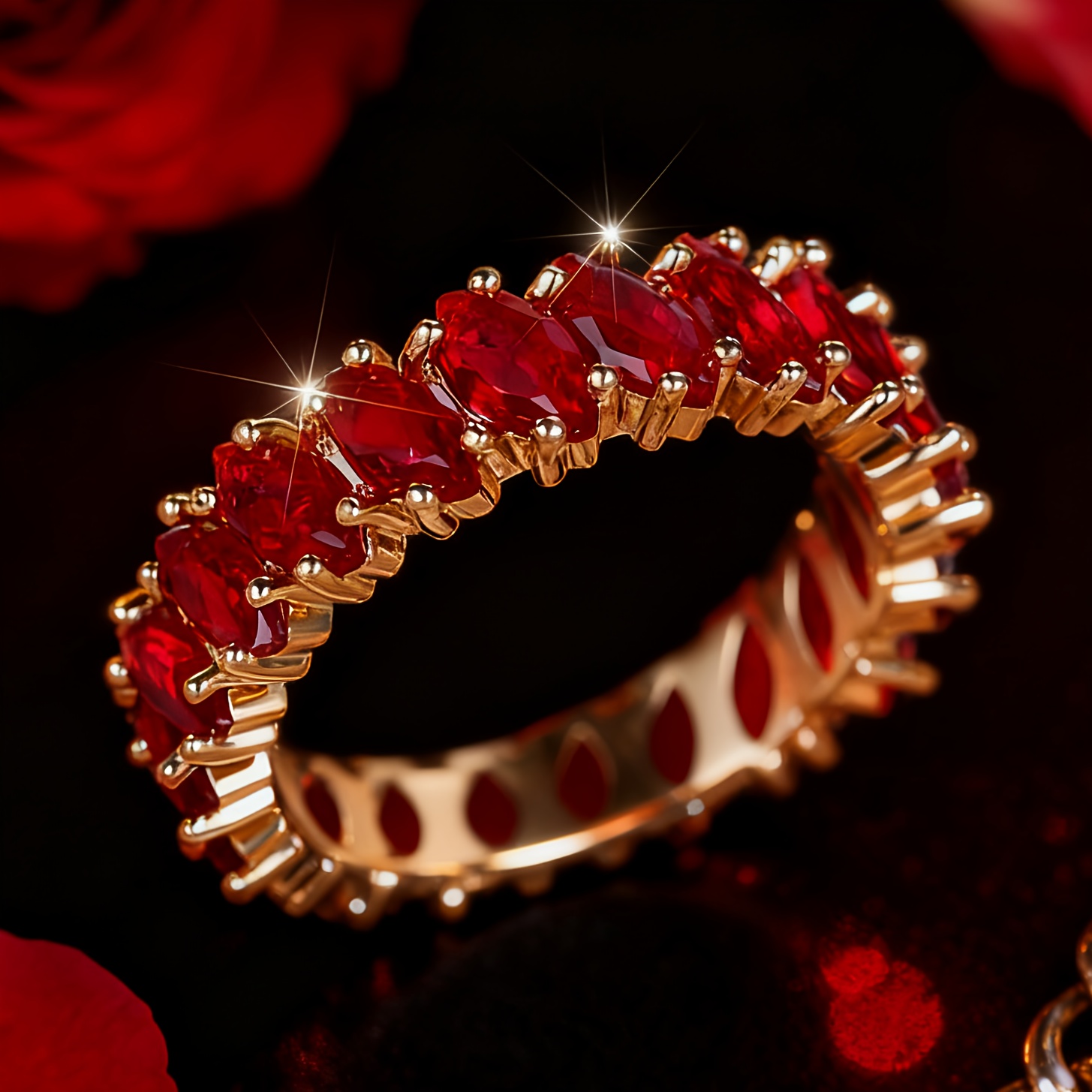 Women's Copper Ring with Red Glass Inlay, Anniversary Gift